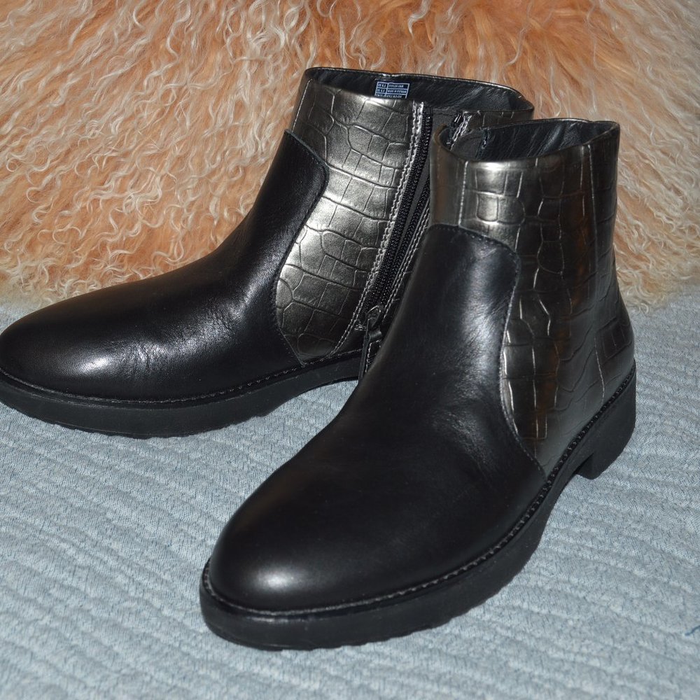 FitFlop Zip Up Dress/Casual Boots~Sz US 8.5~Black/Pewterr~